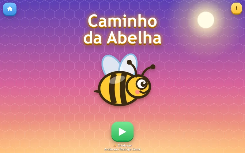 Tela inicial do jogo Caminho da Abelha