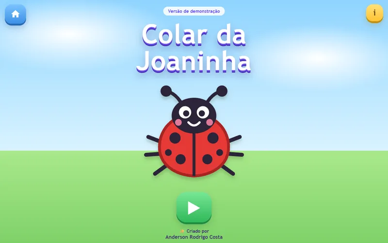 Tela inicial do jogo Colar da Joaninha