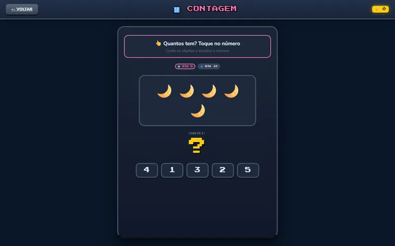 Tela inicial do jogo Contagem
