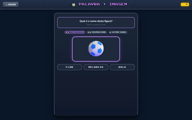 Tela inicial do jogo Palavra + Imagem