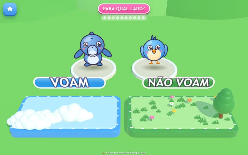 Tela inicial do jogo Para Qual Lado?