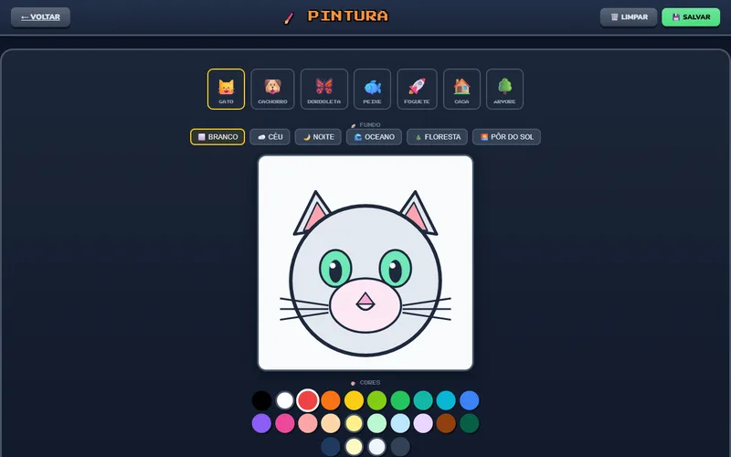 Tela inicial do jogo Pintura