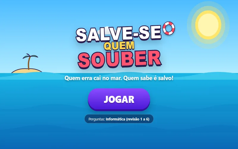 Tela inicial do jogo Salve-se Quem Souber